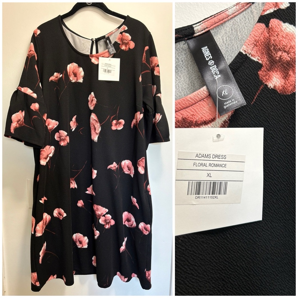 Agnes & Dora Adams Dress XL Floral Romance Black Multi w/ Pockets NWT
